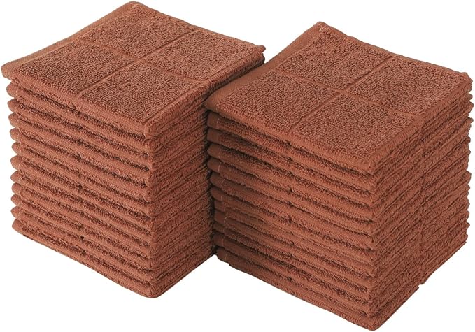 Glynniss Kitchen Dish Cloths Highly Absorbent Dish Rags 100% Cotton Wash Cloths for Washing Dishes (Rust, 24)