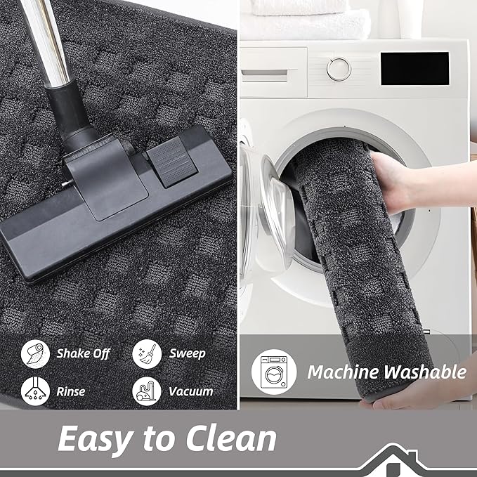 BEQHAUSE Waffle Door Mats Indoor 24"x36", Dog Mat for Muddy Paws Absorbent and Dirt Resist Floor Mats Non-Slip Washable Rugs for Entryway, Welcome Mat for Front Back Door, Muddy Wet Shoes, Dark Grey