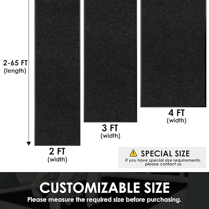 4′ x 20′ Front Door Mat Indoor Outdoor Entrance, Commercial Floor Mat Heavy Duty Dirt Trapper Entryway Doormat, Custom Size Non Slip Rubber Backing Welcome mat, Door Mat for High Traffic Area