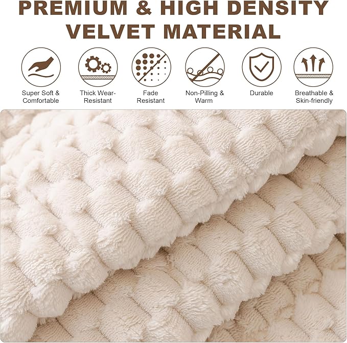 OTOB Couch Cover for Dogs Washable All Seasons, Non Slip Fuzzy Pet Couch Covers Sofa Slipcovers Cushion Mat, Plush Soft Cozy Kids Pet Friendly Furniture Protector (Cream, 23.6" x 47.2")