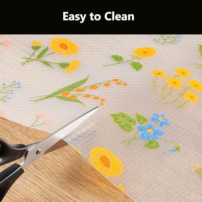 INNOLITES Non-Slip Shelf Liner – Cabinet & Drawer Liner Non-Adhesive – Waterproof Oil-Proof – Durable EVA with Floral for Kitchen Cabinets Refrigerator – BPA-Free, Easy to Cut 23.6" x 236"
