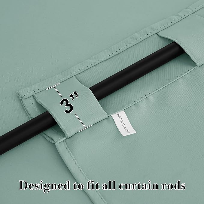 RYB HOME Blackout Curtains for Bathroom - Thermal Insulated Light Block Window Curtains, Back Tab & Rod Pocket Style for Kitchen Dining Kids Bedroom Basement, Wide 42 x Long 36, Aqua, 2 Panels