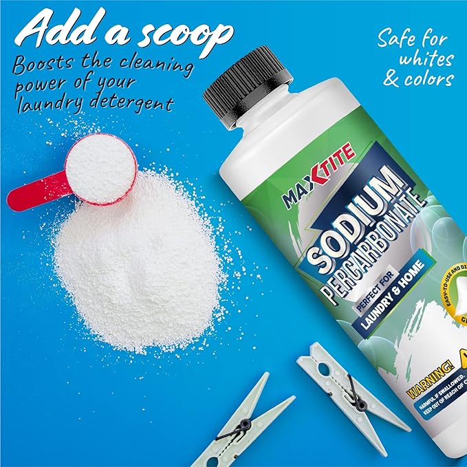 MAXTITE Sodium Percarbonate (32 lbs total - 16 pack of 2 lbs bottles) - 100% Pure Solid Hydrogen Peroxide/Oxygenated Bleach - Home & Laundry Multi-Use Cleaner - HDPE w/Resealable Child Resistant Cap