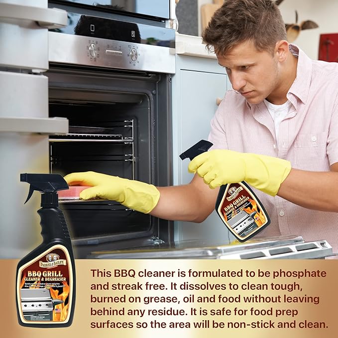 Parker & Bailey Grill Cleaner and Degreaser - BBQ Grill Cleaner Degreaser Cleaner Heavy Duty Countertop Cleaner Stainless Steel Cleaner Glazed Tile Cleaner Cleaning Supplies for Grease and Grime