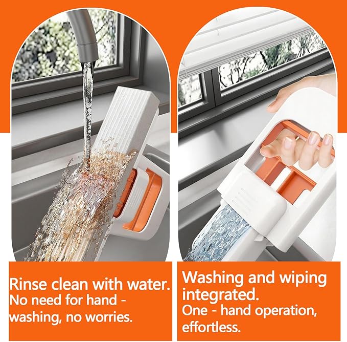 Mini Foldable Desktop Mop, Portable Cleaning Sponge Mop Self-Squeeze Sponge Cleaning Tool for Wet Dry Use on Kitchen Countertops Glass Bathroom Car (2 Pcs Gray)