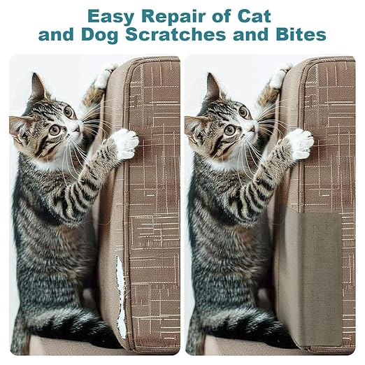 J.CARP 2Pcs Linen Repair Patches, Large Self-Adhesive Fabric Patch for Sofas, Couch, Furniture, Car Seats (8 * 11 inches-2PCS Red)