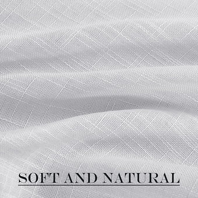 NICETOWN French Door Panel with Tieback - Linen Look Sheer Curtain Linen Textured Sheer French Door Panel with a Tieback (52 Width x 72 Length, Light Grey, 1 PC)