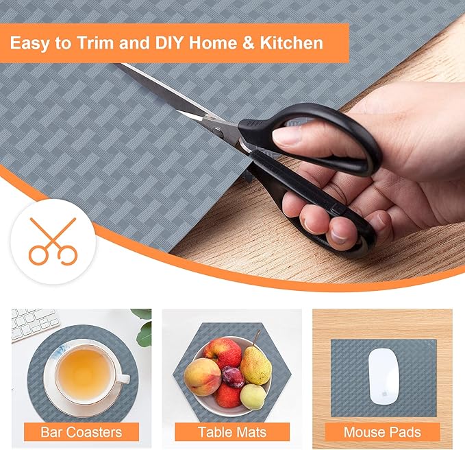 Shelf Liners for Kitchen Cabinets Non Adhesive Drawer Liner EVA Material Cupboard Mat Waterproof Refrigerator Mats Washable Fridge Liner for Cupboard and Desks Shelf Liner 23.6 x 236.2 Inches