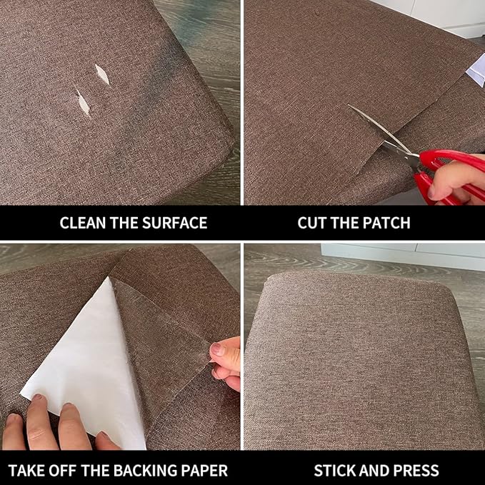 Fabric Repair Patches, 35X79 Inch Linen Repair Tape Self-Adhesive Fabric Patches Durable, DIY Large Linen Tape for Sofa, Couches, Furniture, Chair, Clothing （35X79 Inch, Grey）