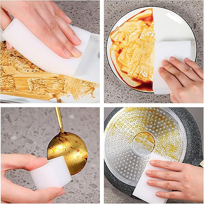 10Pack Melamine Sponges for Multi-Purpose Cleaning - Tough, Durable Magic Sponge Erasers for Use on Sinks, Kitchen, Bathrooms, Walls, Floors, Bathtubs, Shoes, Furniture, Cars - Won't Rip Easily.