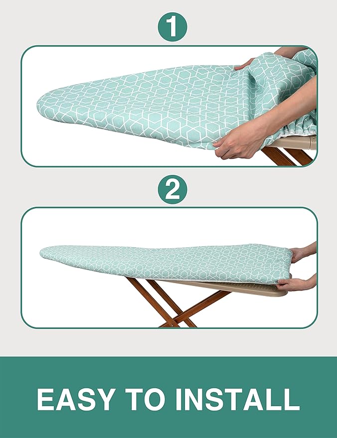 Extra Thick Ironing Board Cover and Pad,15x54 Reflective Silicone Ironing Board Cover Resist Scorching and Staining Standard Size Ironing Board Covers with Padding Elastic Edges 4 Fasteners