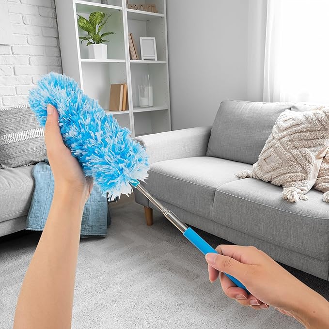 Tanlade 36 Pcs Microfiber Feather Duster for Cleaning 13-31 Inch Extendable Cobweb Dusters Ceiling Fan Duster Washable Bendable Tool for Office Car Window Furniture (Bright Color)