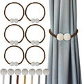 Hion Magnetic Curtain Tiebacks Dark Brown 6 Pack, Curtain Tiebacks Buckles Holdbacks Holders Hooks Clip for Home Bedroom Office Decorative Thick or Thin Curtain