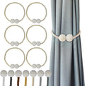 Hion Magnetic Curtain Tiebacks Beige 6 Pack, Curtain Tiebacks Buckles Holdbacks Holders Hooks Clip for Home Bedroom Office Decorative Thick or Thin Curtain