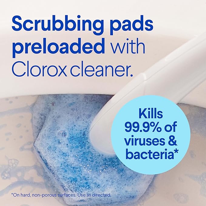 CLOROX Original Toilet Cleaning System, ToiletWand, Storage Caddy, 6 Refill Heads, Dorm Room Essentials