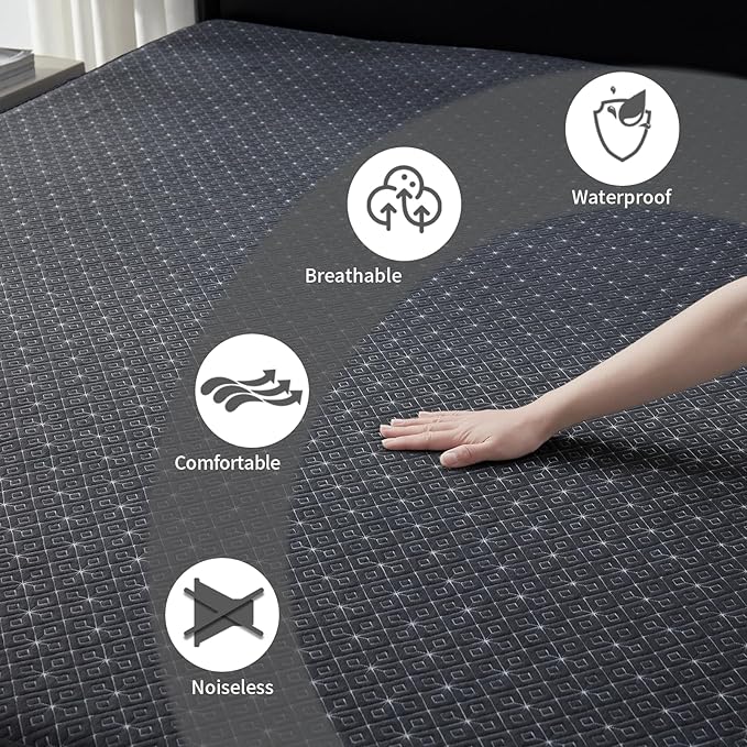 BEDLORE Twin Mattress Protector, Waterproof Noiseless Mattress Cover with Stretchable Pockets for 6-15 inches Mattress, Soft Breathable Mattress Pad Machine Washable (Dark Gray)