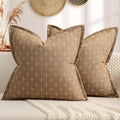 ZWJD Throw Pillow Pillow Covers 26x26 Set of 2 Soft Polyester Textured Pillow Covers with Stylish Flange Edge Cozy Farmhouse Throw Pillows for Couch Bed Sofa Living Room