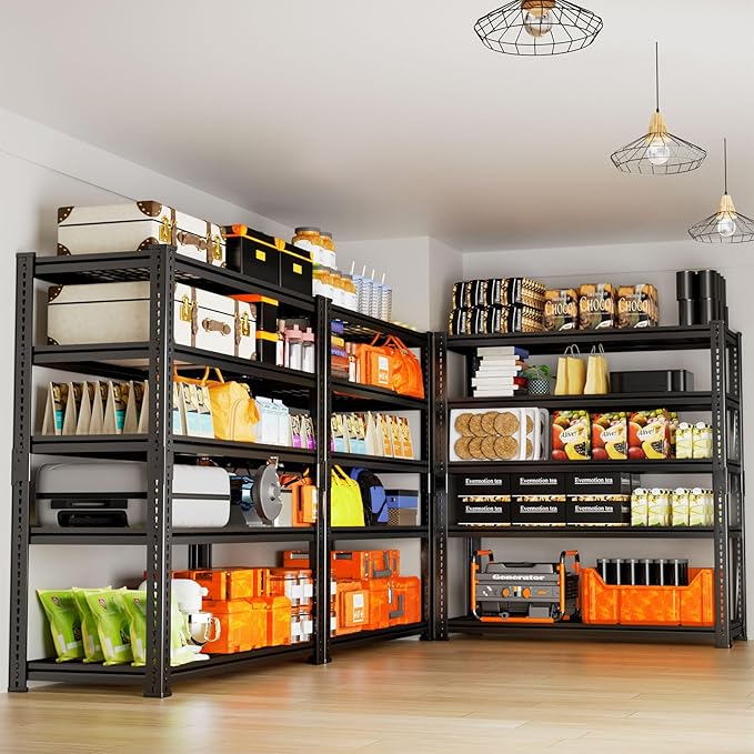 Storage Shelves Heavy Duty, 4 PCS 36"L x 16"W x 72"H Garage Wire Shelving Unit Loads 2400LBS, 5-tier Adjustable Metal Industrial Utility Shelf Rack for Kitchen, Laundry, Pantry, Warehouse, Basement