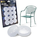 Wrought Iron Patio Furniture Feet Caps (24 Pack, White) - 1.5" Round Plastic Outdoor Chair Leg Caps, Patio Furniture Replacement Feet