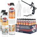 Kraken Bond Fastcoat Fire Rated Spray Foam Insulation Closed Cell in a Can 480 sq ft (24x27.1 oz.) (R-Value 11.32 / 2in) - Spray Foam for Garage Door, Attic, Wall Gun & Cleaner Included, 24 Pack