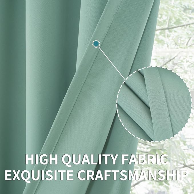 BGment Sage Green Blackout Curtains for Bedroom 48 Inch Length - Thermal Insulated Drapes with Rod Pocket Darkening for Kitchen Bathroom Living Room Window, 42 x 48 Inch, 2 Panels