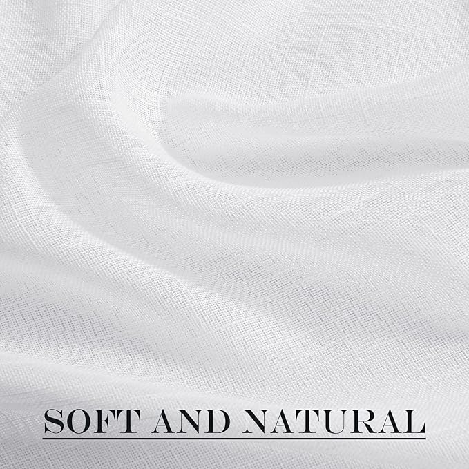 NICETOWN Sidelight Sheer Door Window Curtains - Semi Light Filtering French Door Curtain with Tieback, 26 x 50 Inch, White