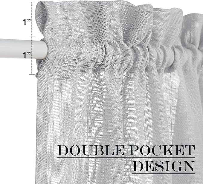 NICETOWN Side Door Window Curtains for Front French Door Curtain for Small Window Sidelight, Sheer Rod Pocket Kitchen Curtains with Tieback, 1 Panel, Light Grey, 26" W x 64" L