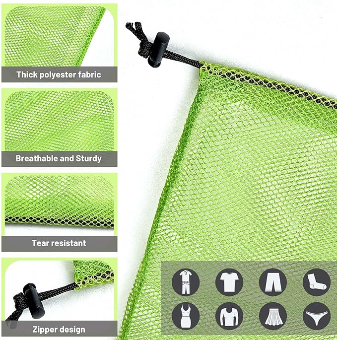 Berlune 12 Pcs Large Laundry Bag Colorful Extra Large Mesh Laundry Bag Bulk with Drawstring Heavy Duty Mesh Machine Washable Drawstring Pouch (38 * 26in)