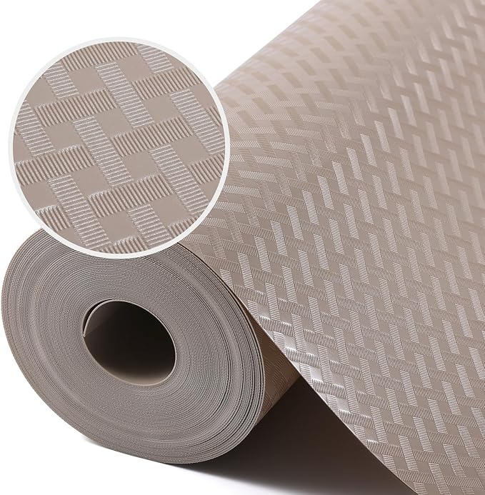 Beige Shelf Liners for Kitchen Cabinets Refrigerator Liners Waterproof & Oil-Proof Kitchen Cupboard Liner Drawer Mats EVA Material Non Adhesive Fridge Liner for Shelves 23.6 x 157.4 Inches