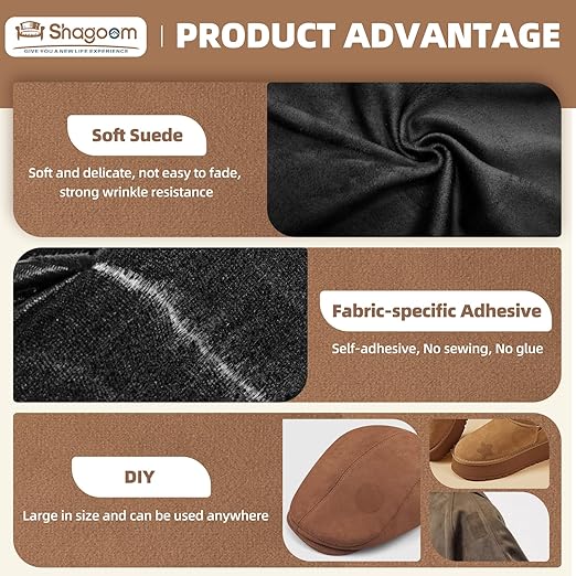 Suede Repair Patch, 17X79 Inch Fabric Large Repair Tape, Self-Adhesive Patches for Furniture, Sofa, Car Interior, Shoes, Hand Bag, Clothing (Dark Grey, 17X79 Inch)