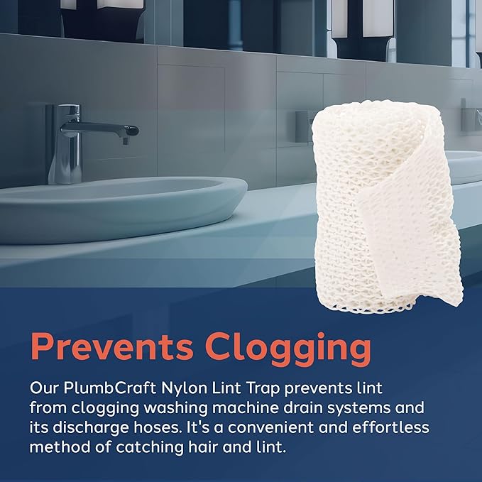 PlumbCraft Nylon Lint Trap for Hose Ends for Washing Machine Drain Systems, Laundry Hair Catcher Alternative to Aluminum Fixture, Nylon Lint Catcher for Washing Machine Drain Hose