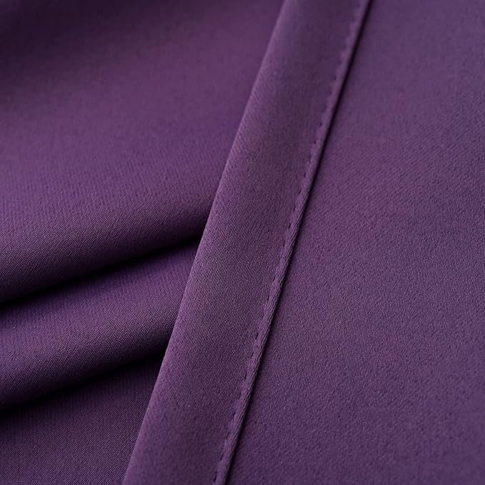 Pickluc Rod Pocket Tier Curtain - Half Blackout Curtain for Kitchen, Bathroom, Cabinet, Basement, 42 Inches Wide and 24 Inches Long, Purple, 2 Panels