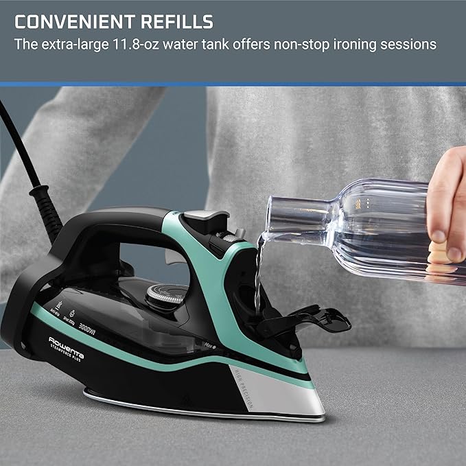 Rowenta Steam Force Stainless Steel Soleplate Steam Iron for Clothes, 400 Microsteam Holes, 1800 Watts, Ironing, Fabric Steamer, Garment Steamer, Digital Display, Precision Tip, DW9440