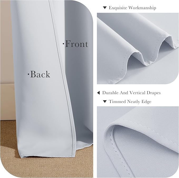 PONY DANCE Black Out Curtains for Bedroom 54 inch Length 2 Panels Set, Thermal Insulated Room Darkening Window Drapes for Living Room, Grommet Top (W34 x L54 Inch, Greyish White)