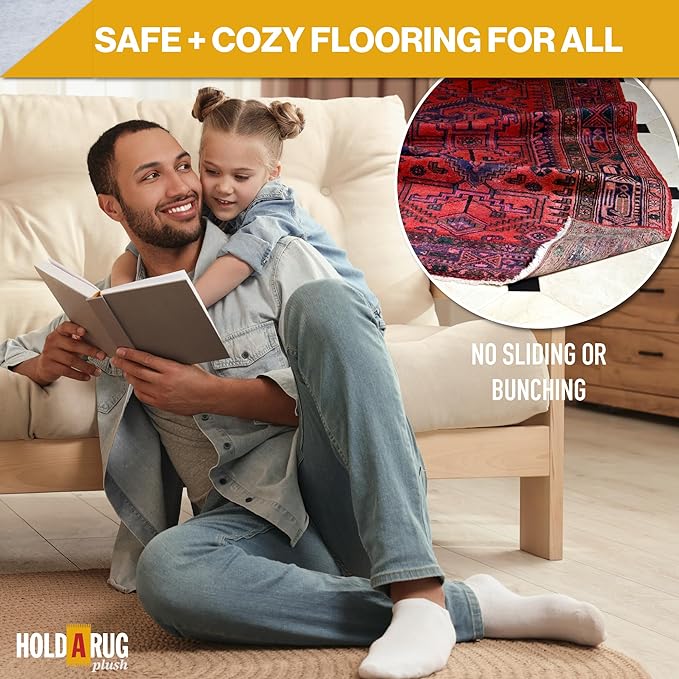 Hold-a-Rug Plush 8' x 11' Nonskid, Nonslip Rug Pad, Reversible Gripper, ¼ Thick, Safe for All Floors and Carpet, Keep Area Rugs Secure