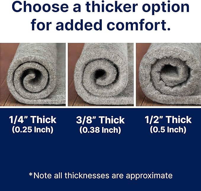 RUGPADUSA - Eco-Plush - 7'6" x 9'6" - 1/4" Thick - 100% Felt - Premium Cushioned Rug Pad - Available in 3 Thicknesses, Many Custom Sizes