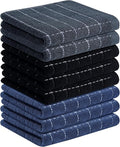Homaxy 100% Cotton Terry Kitchen Towels(Multiple Colour, 13 x 28 inches), Checkered Designed, Soft and Super Absorbent Dish Towels, 8 Pack