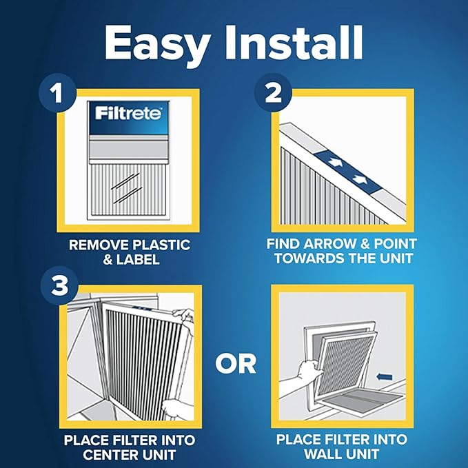 Filtrete 14x24x1 AC Furnace Air Filter, MERV 11, MPR 1000, Micro Allergen Defense, 3-Month Pleated 1-Inch Electrostatic Air Cleaning Filter, 4 Pack (Actual Size 13.81 x 23.81 x 0.81 in)
