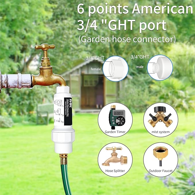 FS-TFC Inline Sediment Anti-Scale Filter Reusable 3/4" GHT Water Hose Filter for Washing Machine, Heater, Garden, RV,2PACK