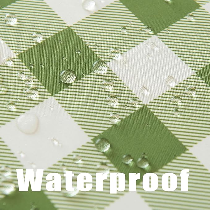 Waterproof Plaid Tablecloth Fabric - Round 50 Inch Classic Gingham Checker Table Cloth for Indoor/Outdoor Use - Buffalo Table Cover for Picnics, BBQs, and Parties