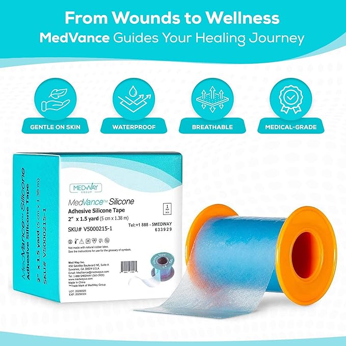 MedVance Silicone Tape 2" Wide Soft with Perforation and Cuttable (1 Pack, 5 Yards)