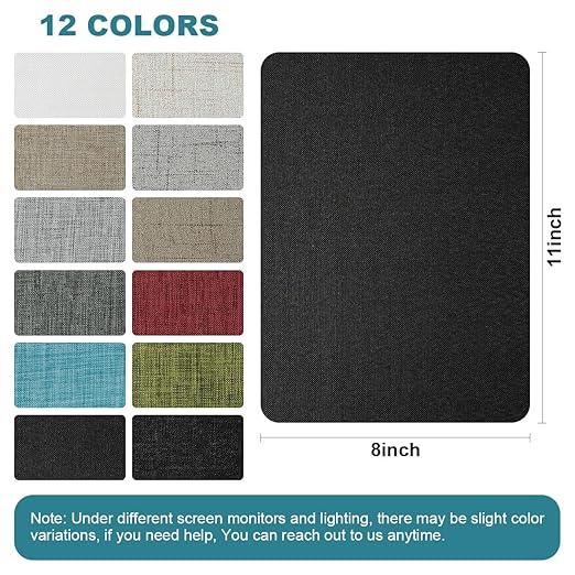 J.CARP 2Pcs Linen Repair Patches, Large Self-Adhesive Fabric Patch for Sofas, Couch, Furniture, Car Seats (8 * 11 inches-2PCS Black)