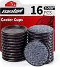Ezprotekt 1 5/8" Round Reusable Felt Furniture Caster Cups with Carpet Bottom, 16 Pcs Felt Furniture Sliders Floor Protectors Pads to Protect Hardwood, Tile Floors Carpet from Scratches (Brown/Gray)