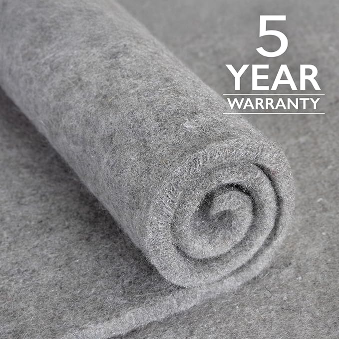 RUGPADUSA - Eco-Plush - 8'x10' - 1/2" Thick - 100% Felt - Luxurious Cushioned Rug Pad - Available in 3 Thicknesses, Many Custom Sizes
