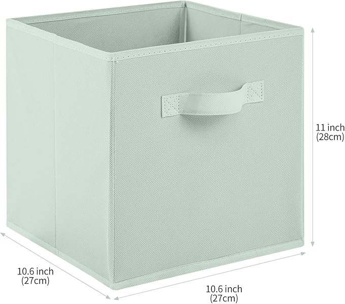 Stero Fabric Storage Bins 6 Pack Fun Colored Durable Storage Cubes with Handles Foldable Cube Baskets for Home, Kids Room, Closet and Toys Organization Cyan, Green, Yellow, Purple, Pink and Peachpuff