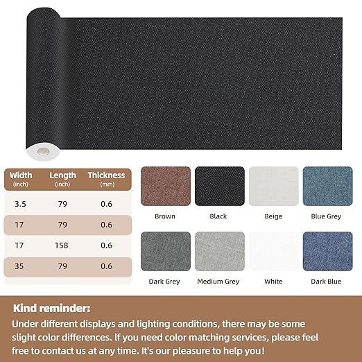 Fabric Repair Patch, 17X158 Inch Fabric Large Repair Tape, Self-Adhesive Patches for Furniture, Sofa, Car Interior, Shoes, Hand Bag, Clothing (Blue Grey, 17X158 Inch)
