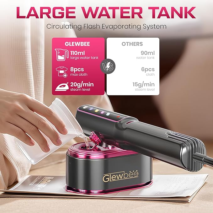 Portable Clothes Steamer, 1200W Touch Screen Handheld Steamer for Clothes, 1s Powerful Wrinkle Remover, All Fabric Modes, Dry & Steam Ironing for Home & Travel, 10s Fast Heat-up-Gray
