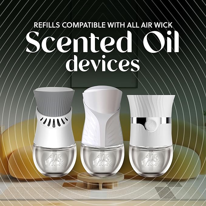 Air Wick Plug In Scented Oil Refills, Sweetgrass + Sandalwood, Air Fresheners for Home Long Lasting, Room Fresheners,Air Freshener Plug In, Essential Oils, Home Essentials for Small&Large Spaces,5 ct