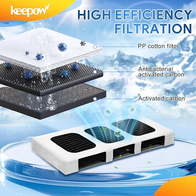 KEEPOW Paultra2 Refrigerator Air Filter Compatible with Frigidaire Pureair Ultra 2, Pure Air Ultra 2, Pureair Ultra ii, Electrolux 242047805, 5303918847, EAP12364179 (4 Pack)