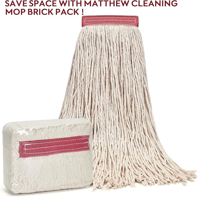 Matthew Cleaning 24oz 3Pack Cotton Floor Mop,Cotton Looped-Open String Heavy Duty String Refills, Universal Headband Blend Material,Mop Head Replacement for Home, Industrial and Commercial Use(White)